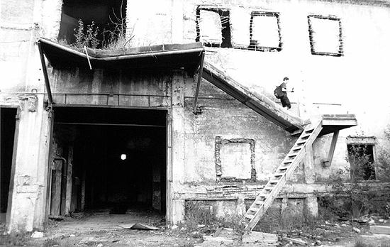 Stairs at the storage building